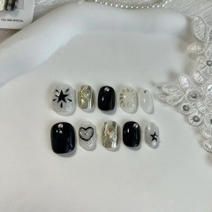 Purely handmade wearable nails wholesale Donghai wearable nails manicure niche metallic star elements hot girl ins manicure