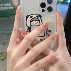 High-end handmade wearable nails nude pink long manicure patch French white fake nail patch finished product wholesale