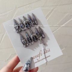 Handmade Nail Heavy Industry Full Zircon Luxurious Palace Style Nail Art Patch A303