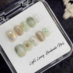 [Original real shot] Aurora Xiaohua spring and summer hot style handmade wearable nails light luxury pure handmade high quality control nails