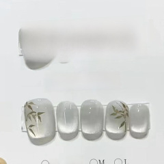 Real shot of wearable manicure, handmade manicure, finished fake nail patch, light bulb cat eye, hand-painted bamboo ink manicure, Chinese style manicure