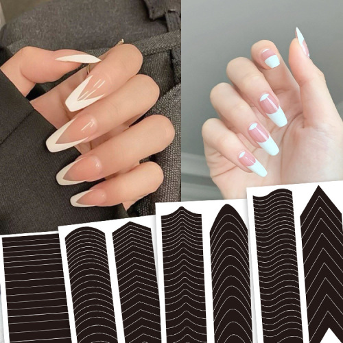 Manicure French edge crescent smile line French manicure stickers V-shaped nail polish glue auxiliary painting French stickers wholesale
