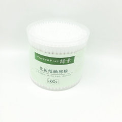 Green cotton swab makeup paper shaft double-ended cotton swab makeup remover beauty stick box 300 wholesale