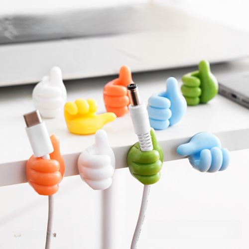 Thumb Hook Hub Creative Cute Data Cable Storage Fixed Cable Manager Traceless No-Punch Sticky Hook