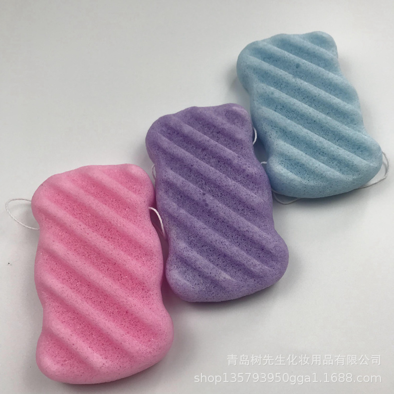 Spot wholesale konjac sponge facial cleanser twill wave konjac mild exfoliating cleanser facial cleansing