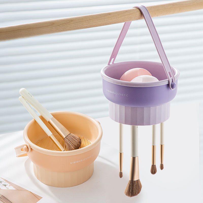 Makeup brush cleaning box silicone beauty egg cleaning artifact set beauty wash bowl storage box powder puff drying rack