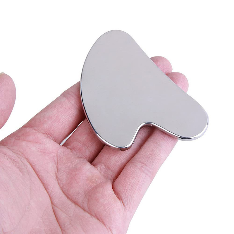 Factory direct sales stainless steel large heart-shaped scraping board for hand and face scraping metal massage beauty tools wholesale