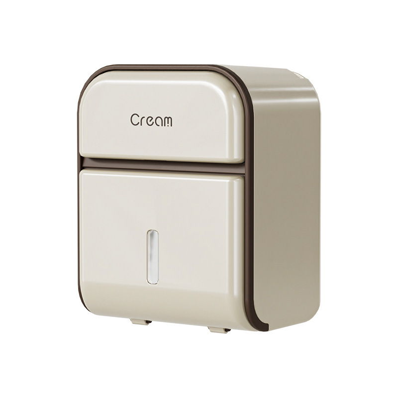 Cream-style toilet tissue box wall-mounted high-end waterproof punch-free high-end hand-wiping toilet paper box