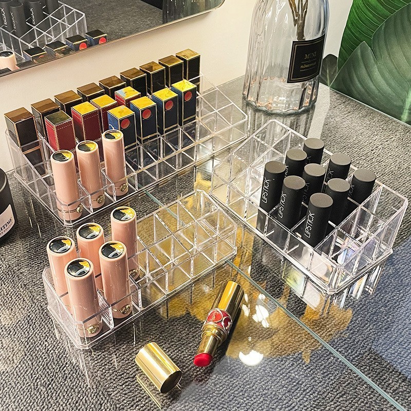 12/18/36 grid boxed lipstick storage box light luxury transparent acrylic storage rack desktop cosmetics storage rack