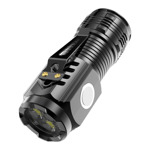 LED three-eyed little monster outdoor strong light flashlight USB charging multi-functional portable ultra-bright long-range mini flashlight