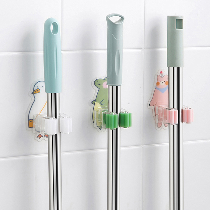 Hanging mop artifact, punch-free mop clip hook, broom mop hook, traceless paste bathroom strong hanger