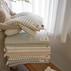 New soybean summer quilt Japanese-style cotton yarn-dyed washed cotton air-conditioning quilt single double spring and autumn quilt machine washable thin quilt