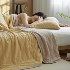 2024 new type A cotton knitted cloud-like double spelled summer quilt with lyocell filling super soft solid color summer quilt