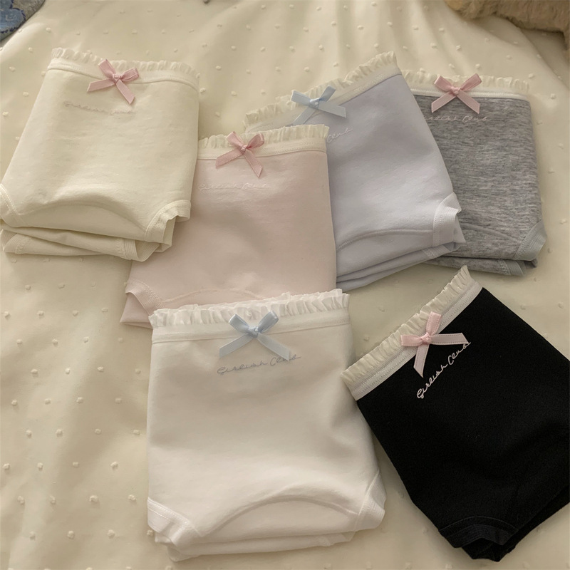 "Don't Anxiety" 7A Extended and Widened Antibacterial Crotch Pure Cotton Girls Underwear Mid-waist Cotton Soft Girls Briefs