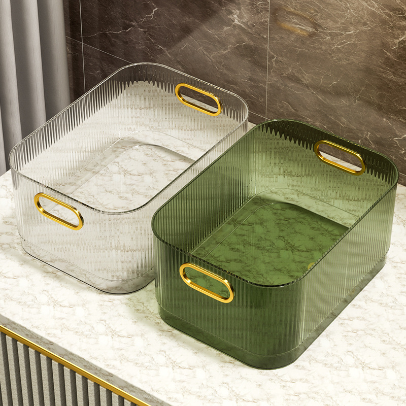 Light luxury desktop cosmetics storage box, acrylic dressing table, facial mask, skin care products, sundries, coffee table, snack storage basket