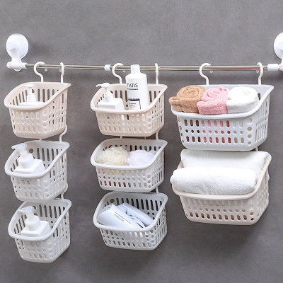 Wall-mounted storage basket hanging storage basket bathroom hanging basket household plastic kitchen bathroom bath basket storage basket