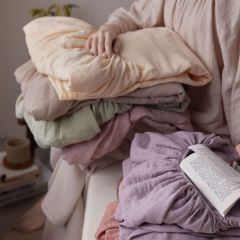 Category A maternal and infant cotton double-layer wrinkled gauze fitted sheet single piece Simmons mattress protector pure cotton bed cover dust cover 1