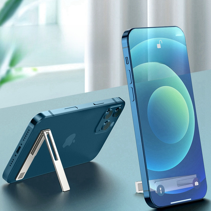 Ultra-thin one-shaped mobile phone holder mini back support adhesive invisible portable back folding lazy holder