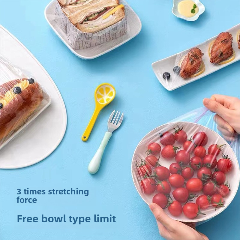 Disposable tear-free color cling film cover household food grade PE cling film cover bowl cover leftover food elastic bowl cover