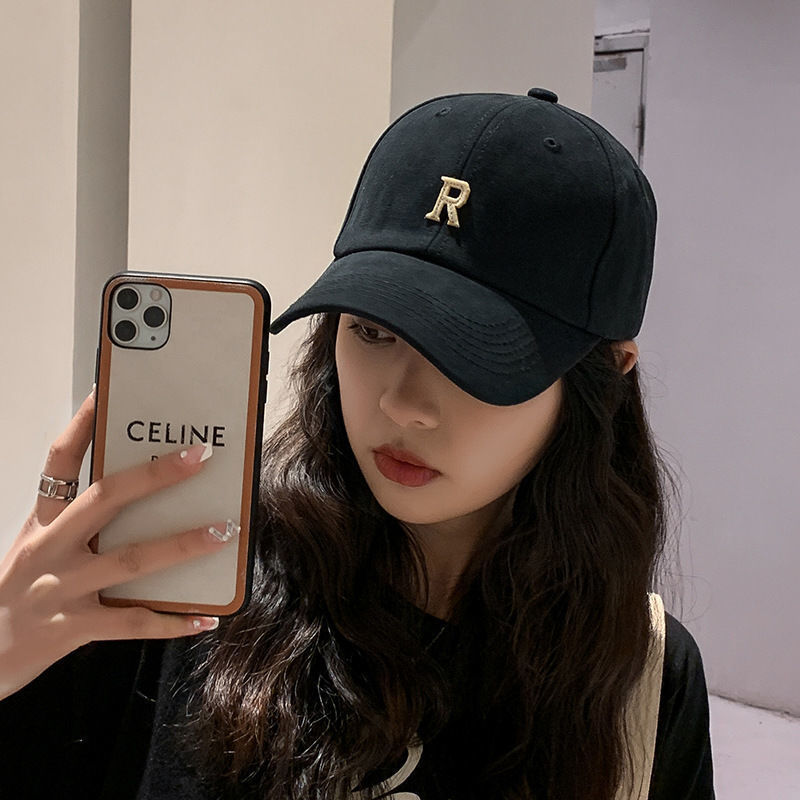 Internet celebrity style R-labeled high-quality baseball cap for men and women, Korean style peaked cap, fashionable and versatile sports hat