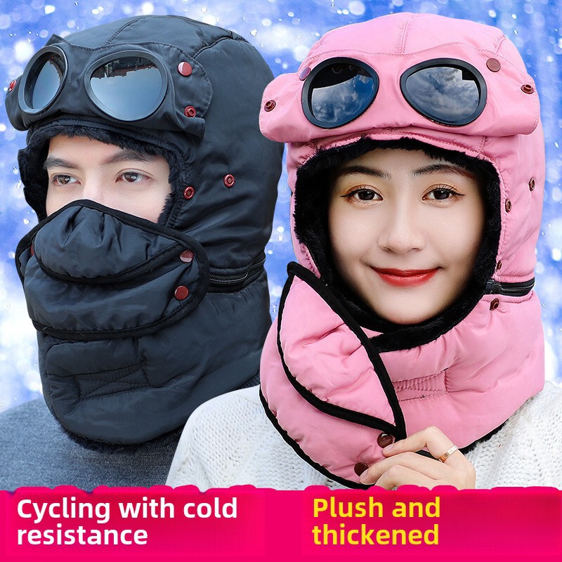 Lei Feng hat women's winter thickened warm electric bicycle cotton hat men's Northeast outdoor cycling windproof and cold-proof hat