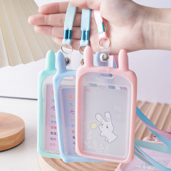 Bus card holder with lanyard student campus meal card badge badge transportation subway access card retractable and cute