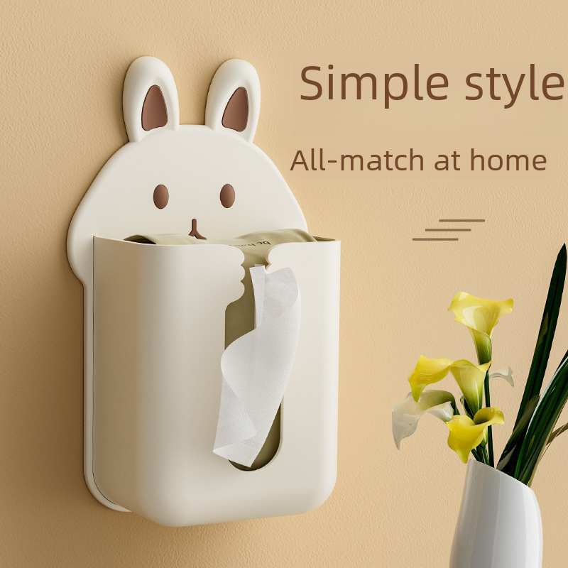 Cartoon bathroom tissue box rabbit wall-mounted kitchen toilet paper toilet paper box washcloth storage