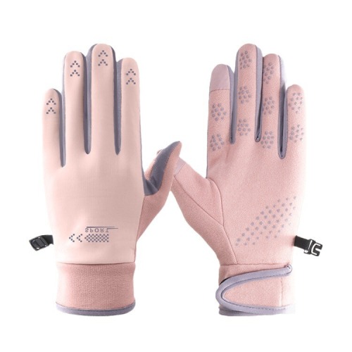 Warm and velvet thickened women's outdoor sports driving electric car anti-cold anti-slip touch screen waterproof cycling gloves winter