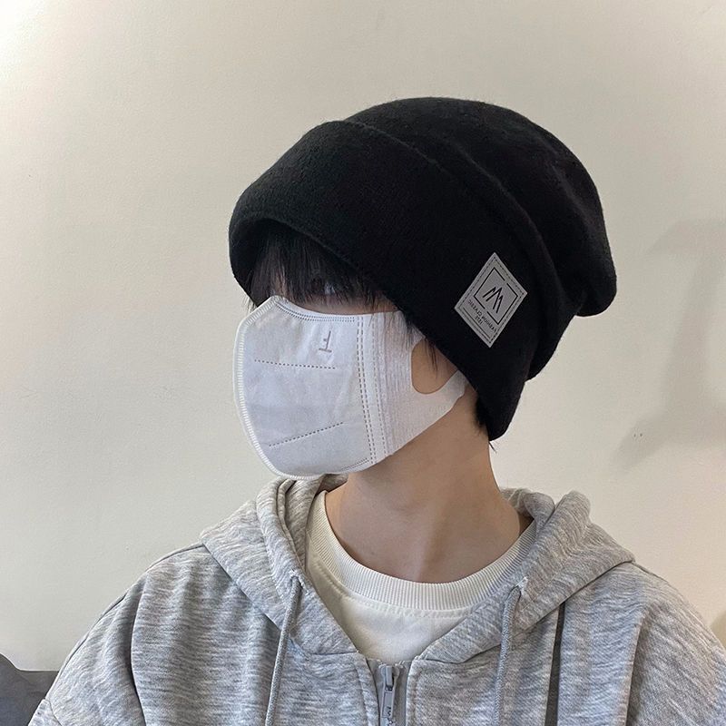 Hat men's winter windproof, cold-proof and warm woolen hat, knitted hat, fashionable and versatile cycling hat, thickened and velvet toe cap