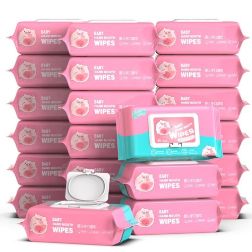 Baby hand and mouth wipes 80 pumps household baby newborn wet wipes soft and skin-friendly, no additives, alcohol-free and safe