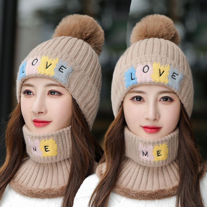 Hat Women's Winter Korean Fashion Trendy Versatile Warm Knitted Hat Windproof Ear Protection Hat Plus Velvet Thickened Wool
