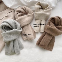 New Korean style versatile knitted scarf for women with winter atmosphere, solid color, simple, soft, warm, lazy style small scarf