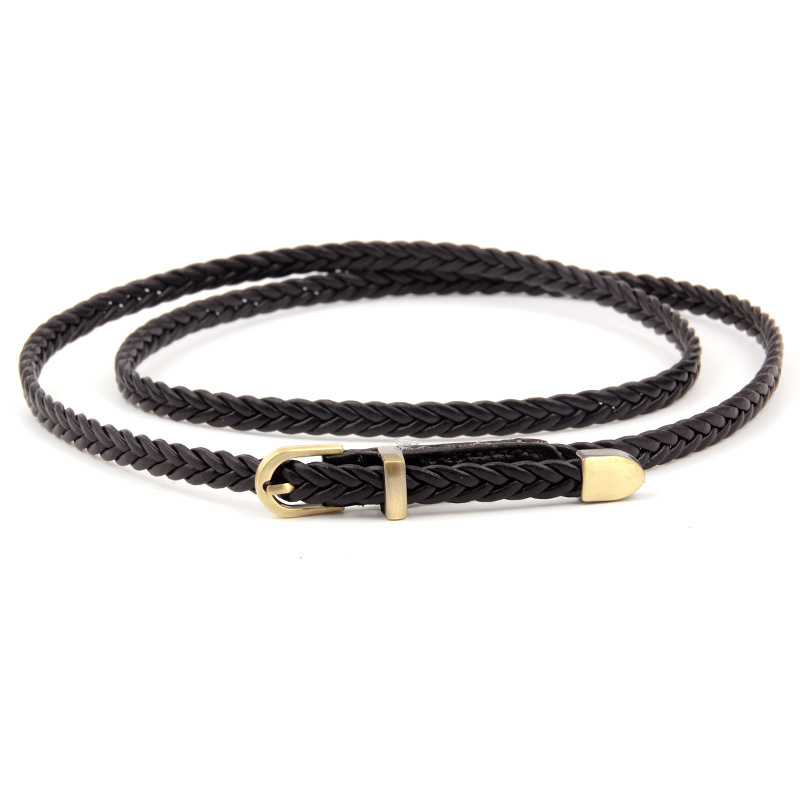 Yingfina's new hand-woven belt, pin buckle thin belt, Korean style casual and versatile waist rope manufacturer supply