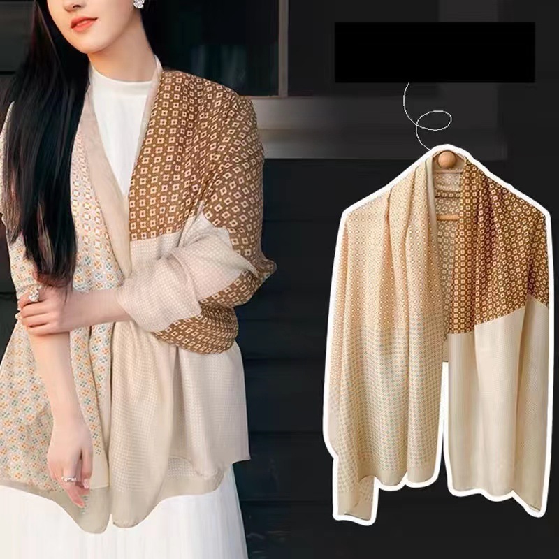 Korean style versatile letters oversized spring and autumn cotton and linen feel scarf literary women's winter shawl Korean silk scarf for women