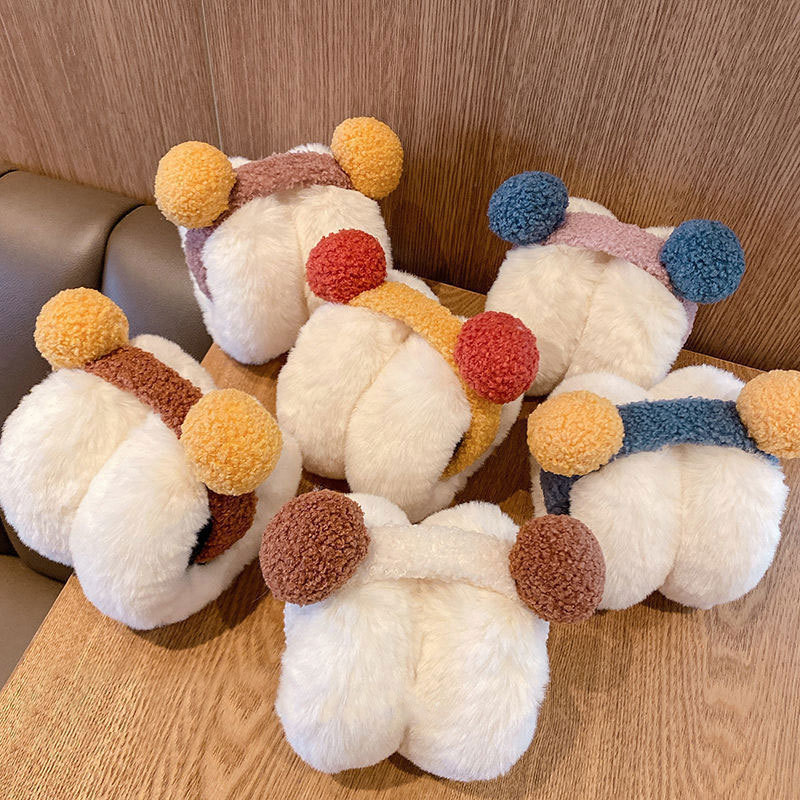 Korean version of antifreeze plush earmuffs, foldable winter ear protection plus velvet ear warmers, cute antifreeze cycling earmuffs