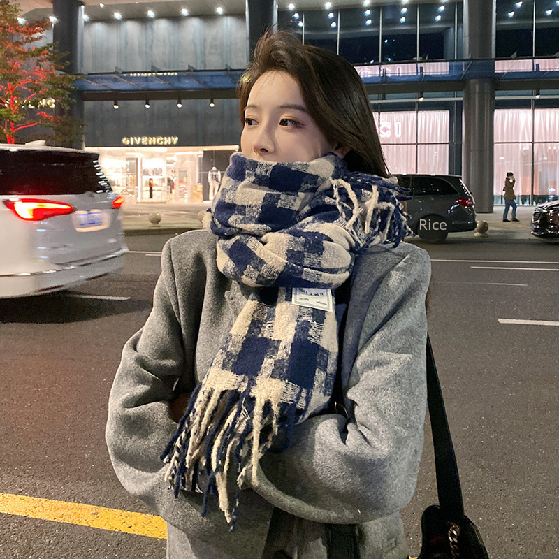 2024 New Large Plaid Scarf Women's Autumn and Winter Warm Long Thick Versatile Shawl Men's Scarf Wholesale