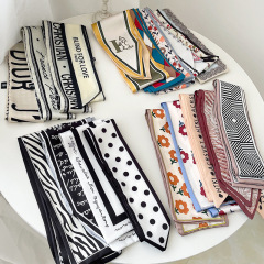 New high-end hair-tying long silk scarf headband, elegant, simple and versatile, hair-tying headband, streamer, hair accessories, women's bag