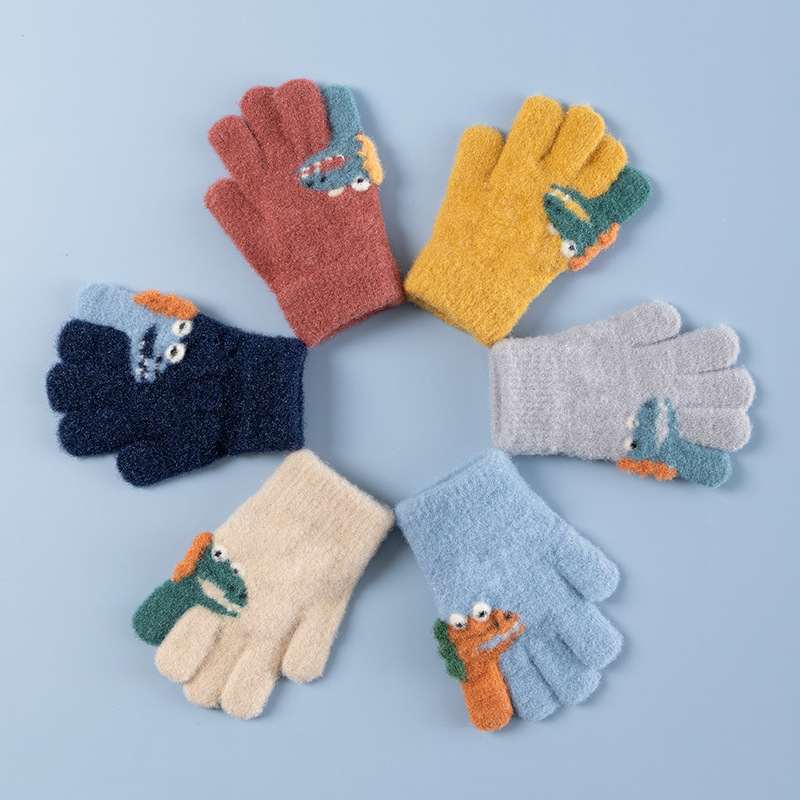 Children's Knitted Plush Warm Gloves Winter Student Work Gloves