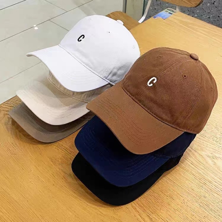 Internet celebrity small C letter embroidered baseball cap for women, Korean style soft top duck hat for women, men's sun visor
