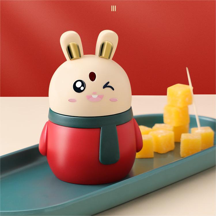 Little rabbit toothpick tube home living room creative New Year toothpick box cartoon push-type automatic toothpick bottle gift