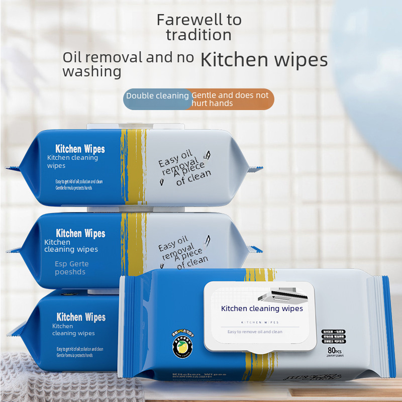 Kitchen wipes powerful oil stain household disposable cleaning and heavy oil stain range hood wet wipes