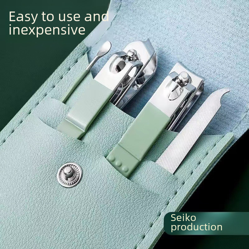 Stainless steel nail clipper set portable nail clipper household nail clipper set nail file ear scoop manicure tool