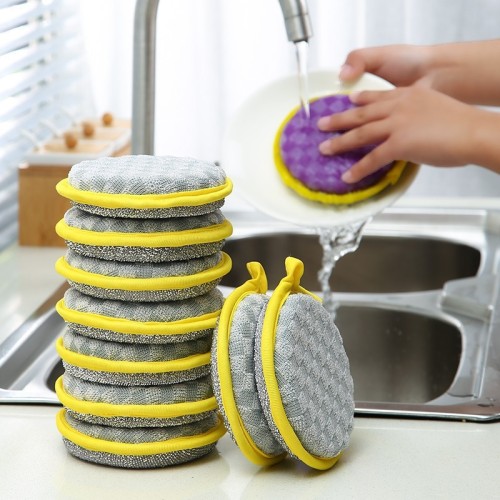 Double-sided cleaning cotton dishwashing sponge block kitchen non-stick oil brush pot artifact household dishwashing cloth magic wipe