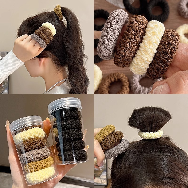 New high ponytail towel ring canned high elastic temperament thickened women's hair tie Korean style simple headband
