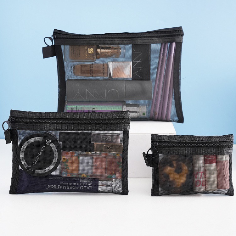 Cosmetic Bag Travel Cosmetics Storage Simple Washing Storage Bag Multifunctional Portable Black Mesh Storage Bag