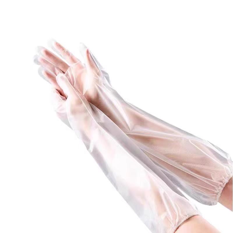 60cm Thickened Arm Guard Food Grade CPE Housework Gloves Dishwashing Waterproof and Oilproof Extra Long Disposable CPE Gloves