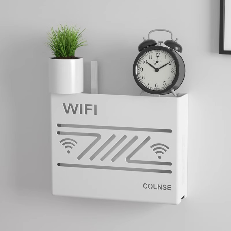 New router storage box wall-mounted punch-free wifl cat remote control storage set-top box storage rack