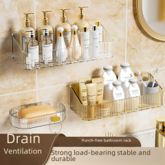 Light luxury bathroom storage rack wall-mounted toilet bathroom washbasin wall storage basket
