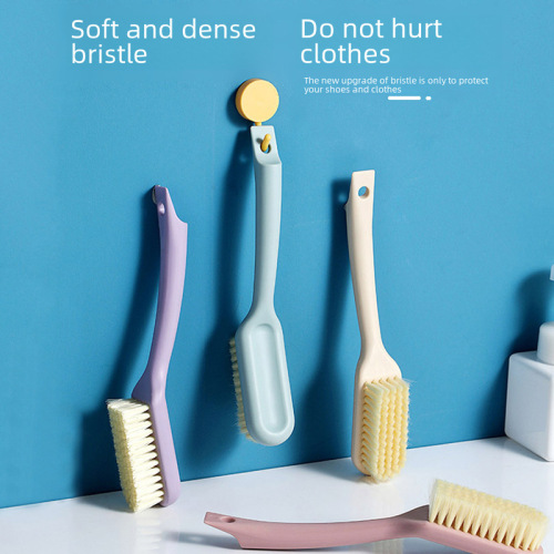 Household long-handled shoe brush, hanging plastic shoe cleaning brush, multi-functional plain cleaning brush, does not damage shoes, soft-bristled cleaning brush