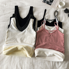 Shot warm innerwear suspender vest with added thickness and plush autumn top for layering under bodycon tops